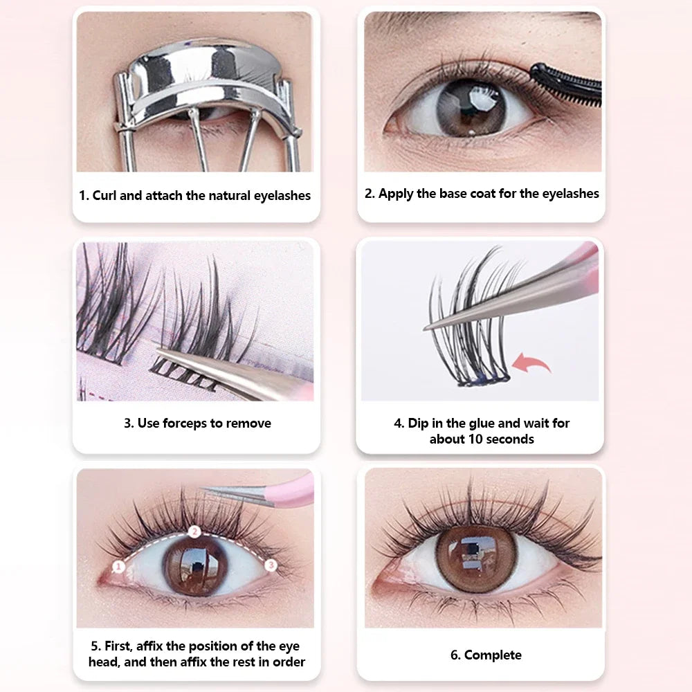 Manga Style Segmented Lash Clusters, Large Capacity Black Stem Individual False Eyelashes, Natural Daily Eye Makeup Oasis Select