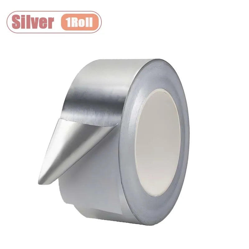 1-10Rolls Heavy Duty Aluminum Foil Tape for Duct Sealing and Hot Water Pipe Repair Heat Resistant Waterproof Adhesive Oasis Select Silver-1Roll 50mmx5m