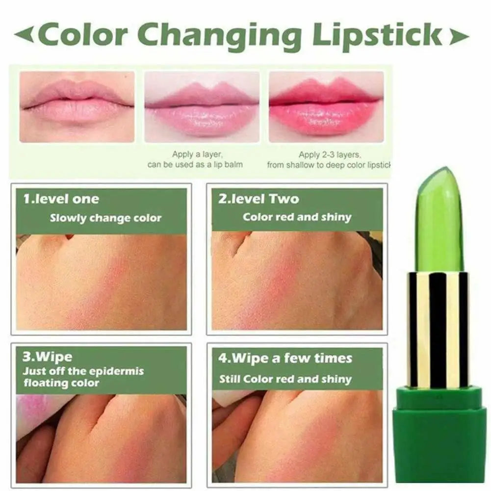 Color Changing Lipstick with Aloe Vera | Green to Pink, 3.5g Color Changing Lipstick Oasis Select