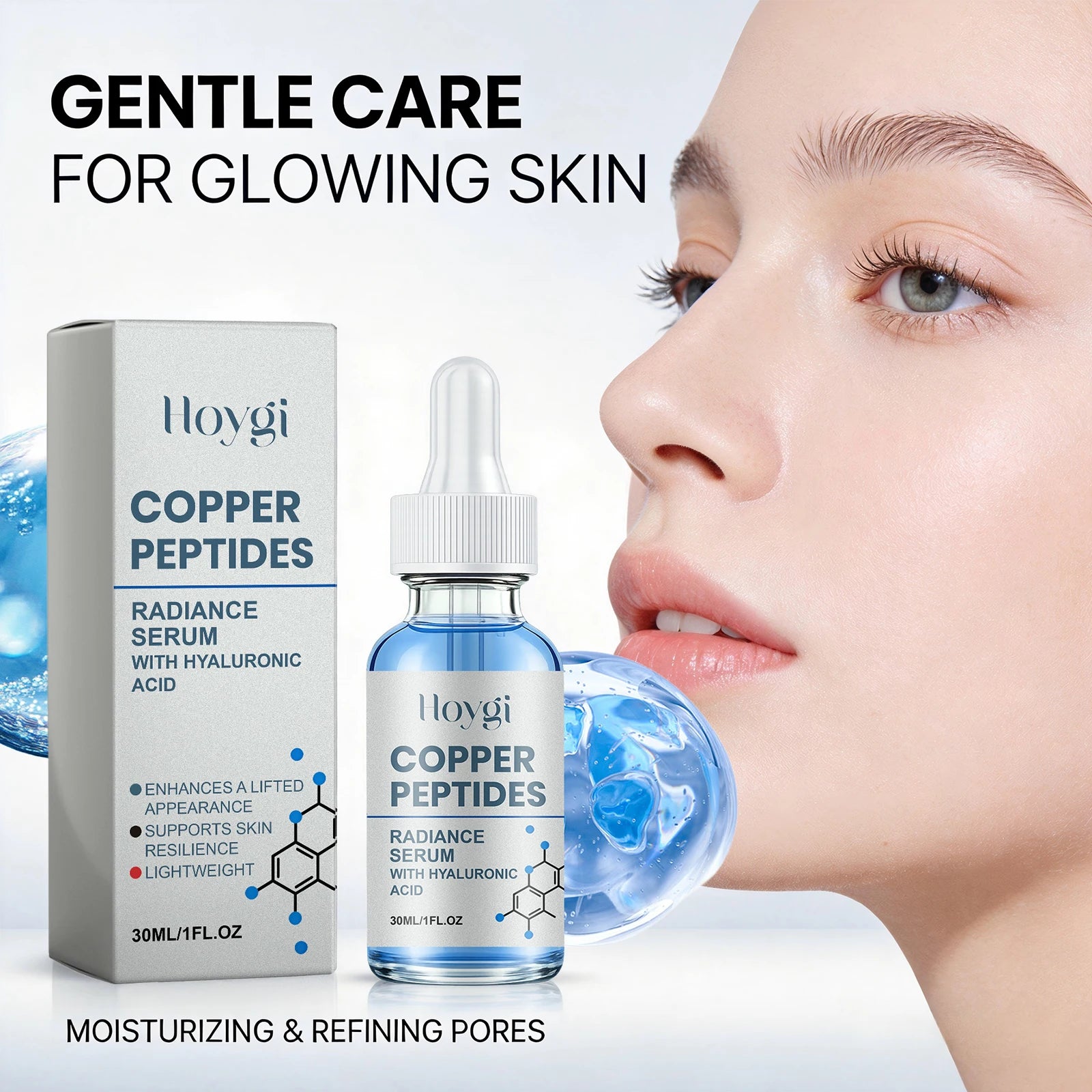 Copper Peptide Essence for Sensitive Dry Skin Moisturizing Brightening Firming Lifting Face Barrier Repair Renewing Face Serum Oasis Select