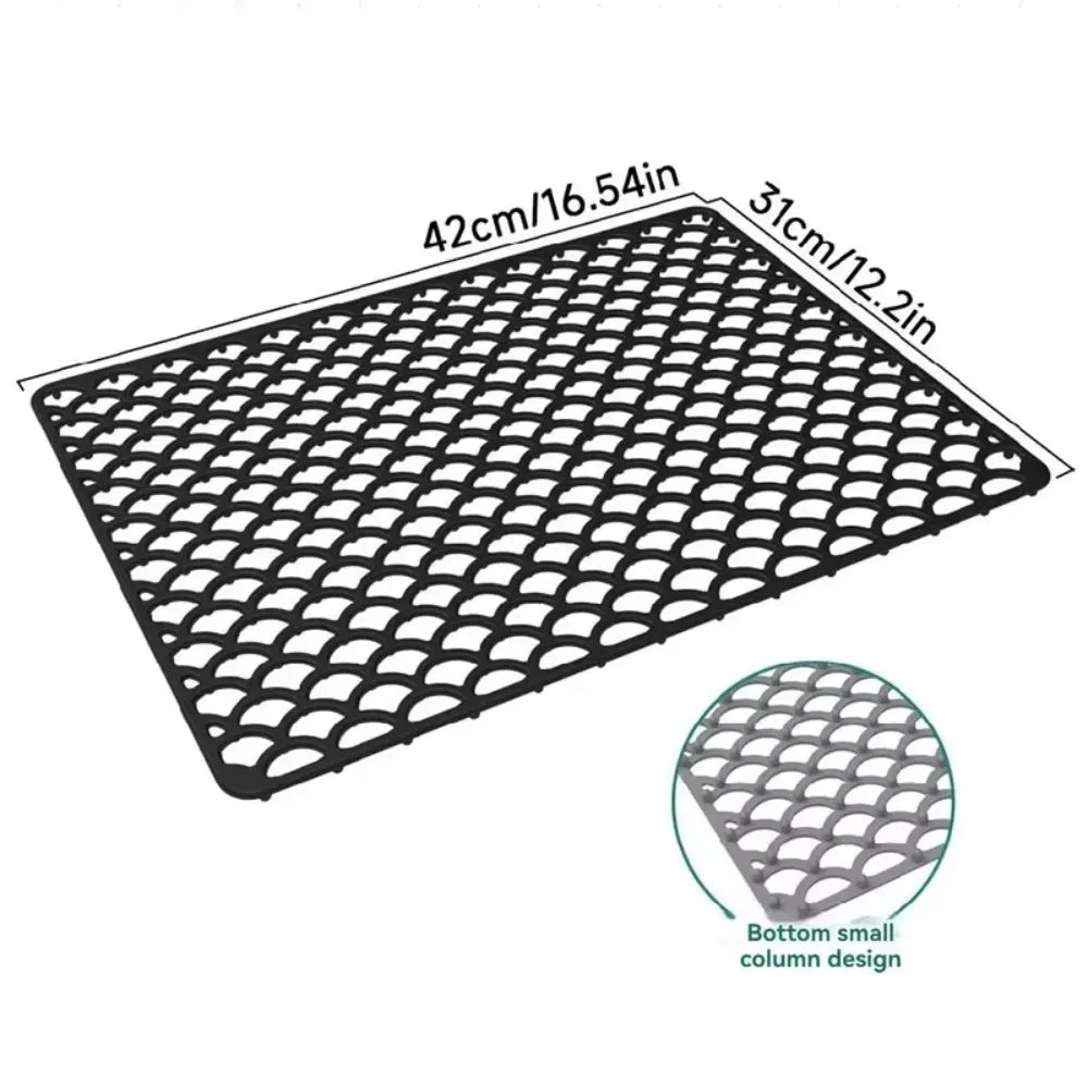 Silicone Sink Protector Mat Foldable Anti Slip Tableware Drainage Drying Mats Multi Functional Heat Resistant Non-slip Sink Mat Oasis Select 42cm Black