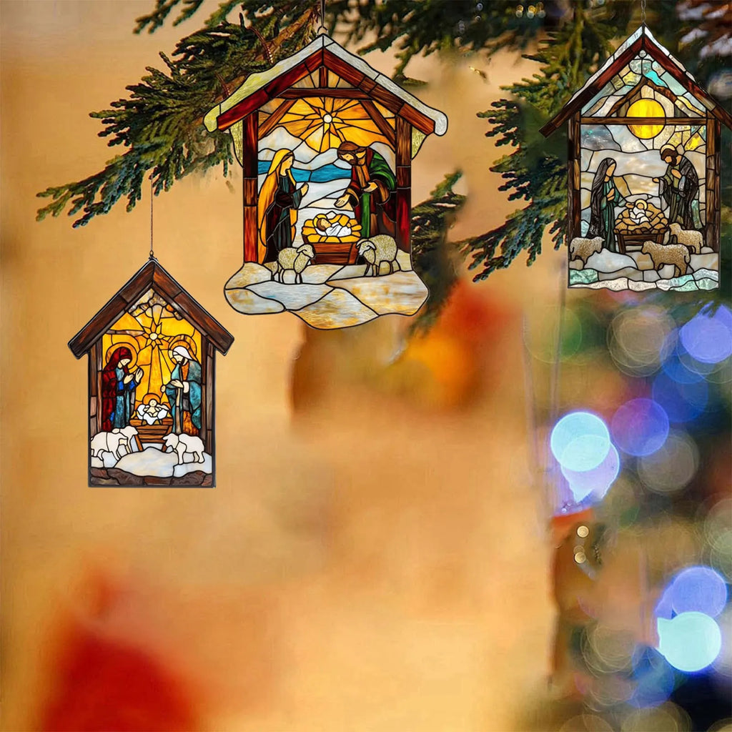 Nativity Scene Suncatcher – Stained Acrylic Window Ornament Window Suncatcher Oasis Select