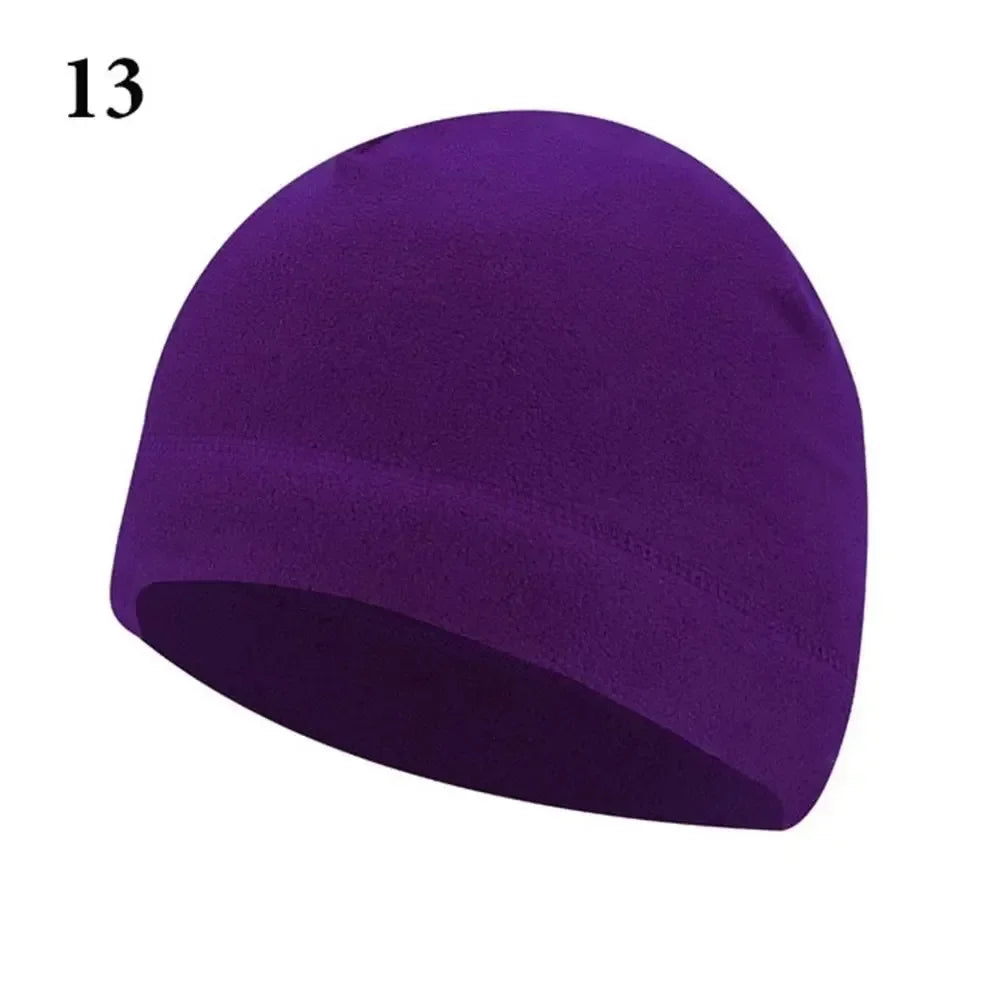 Men Polar Fleece Caps Winter Warm Outdoor Sports Skiing Cycling Cap Hat Windproof Soft Beanie Cap Women Ski Bike Hat Caps Oasis Select 13Purple