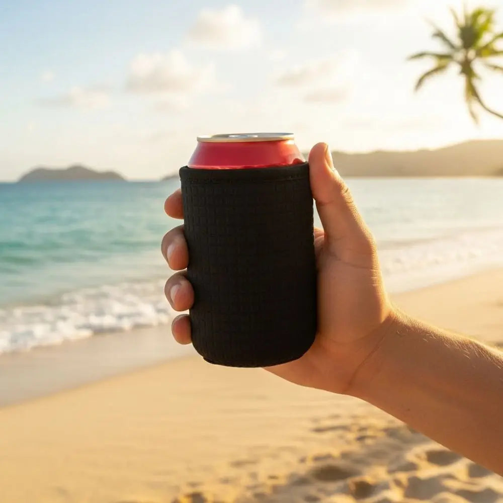 4PCS Non-slip Can Cooler Sleeves Neoprene Elastic Cup Insulated Sleeve Washable Square Pattern Bottle Insulated Cover Summer Oasis Select