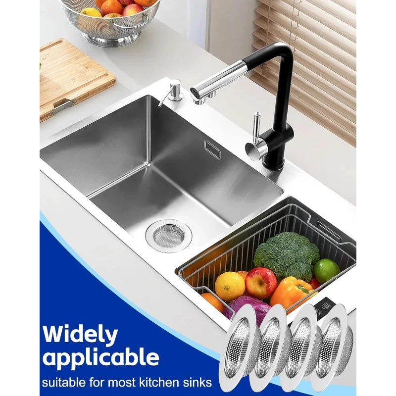 1/3/5 PCS Stainless Steel Sink Strainer Universal Fit Drain Basket Rust-Proof Food Catcher for Fast Drainage Easy Clean Oasis Select