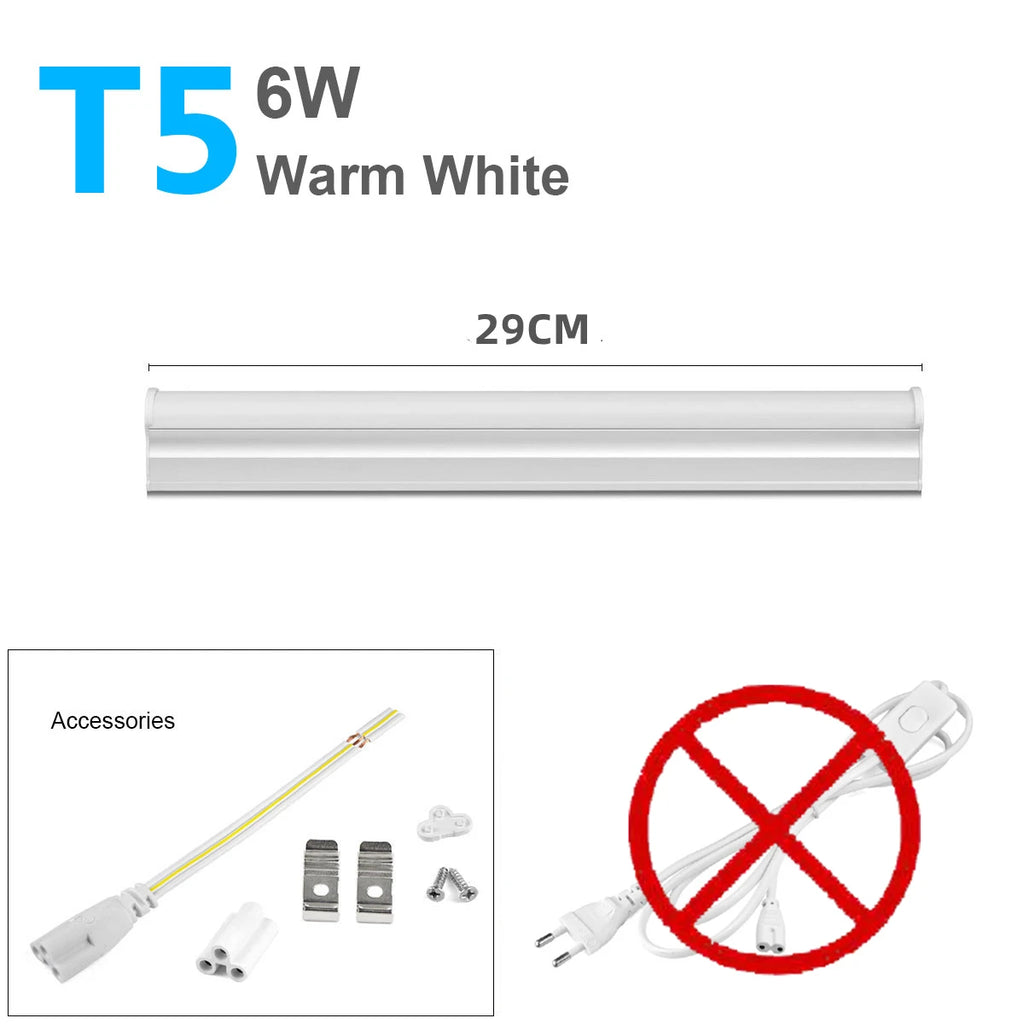 Aluminum LED Light Bar 220V 110V T5/T8 LED Tube 6W 8W LED Fluorescent Tube For Indoor Kitchen Lighting LED Lamp Bulb Wall Lamp Oasis Select 1pcs T5 6W Warm 29cm