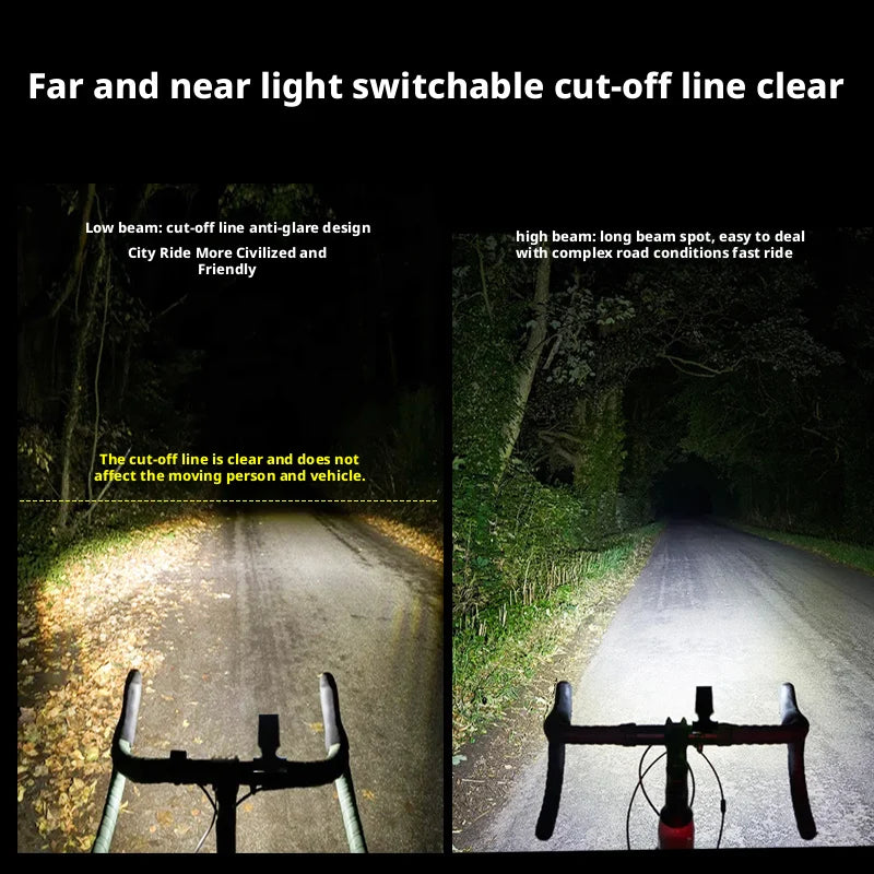 Mountain Road Bike Front Light Large Lumens Smart Remote Cycling Lamp Hanging Line Intelligent Control Bicycle Headlight Oasis Select