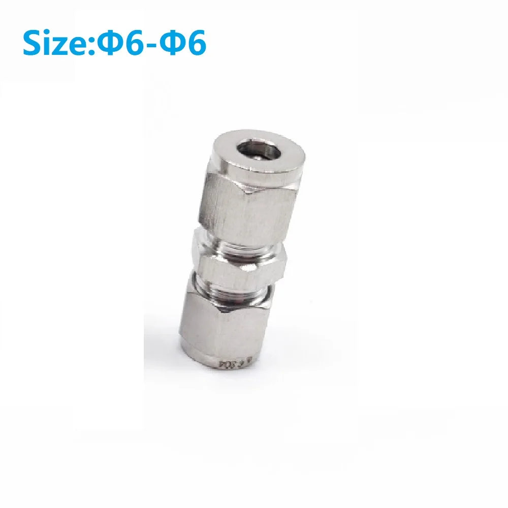 3/4/6/8/10/12mm Stainless Steel Compression Tube Fitting Straight Compression Fitting Coupler Double-Ferrule Adapter Oasis Select 6mm
