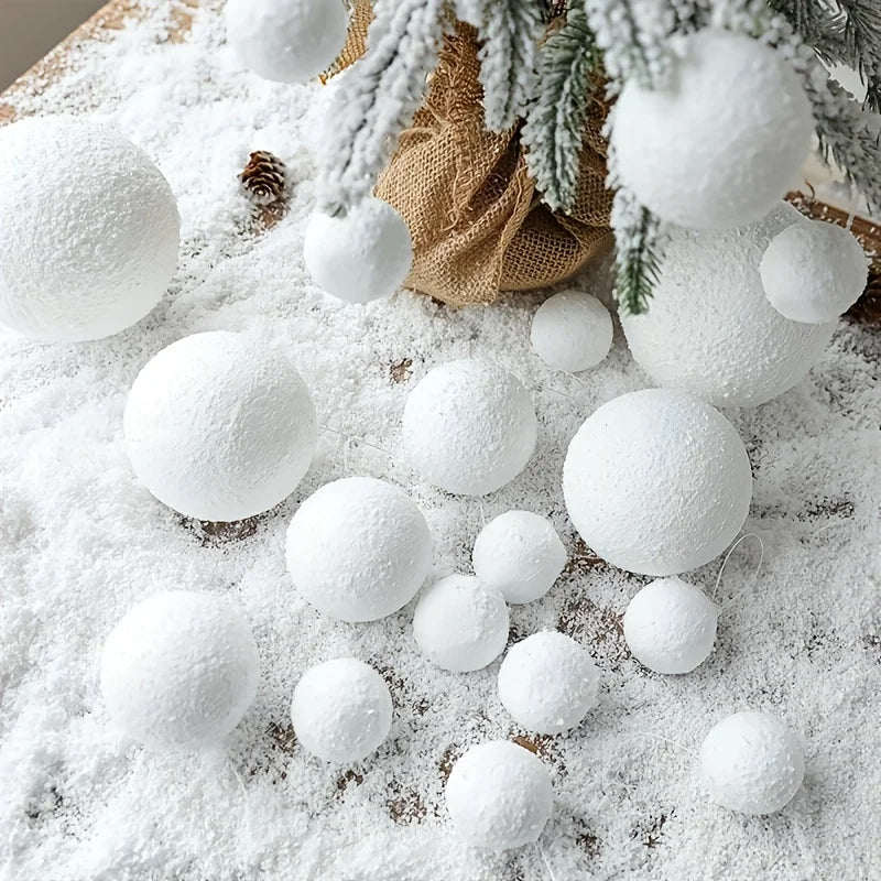 6pcs White Foam Christmas Ornaments - Elegant Hanging Snowball Decorations for Xmas Tree, Winter Parties, and Holiday Home Decor Oasis Select