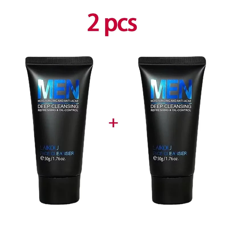 LAIKOU Men Face Cleanser 50g Oil Control Refreshing Deep Cleansing Moisturizing Gentle Facial Wash for Men Oily Skin Care Oasis Select 2 PCS