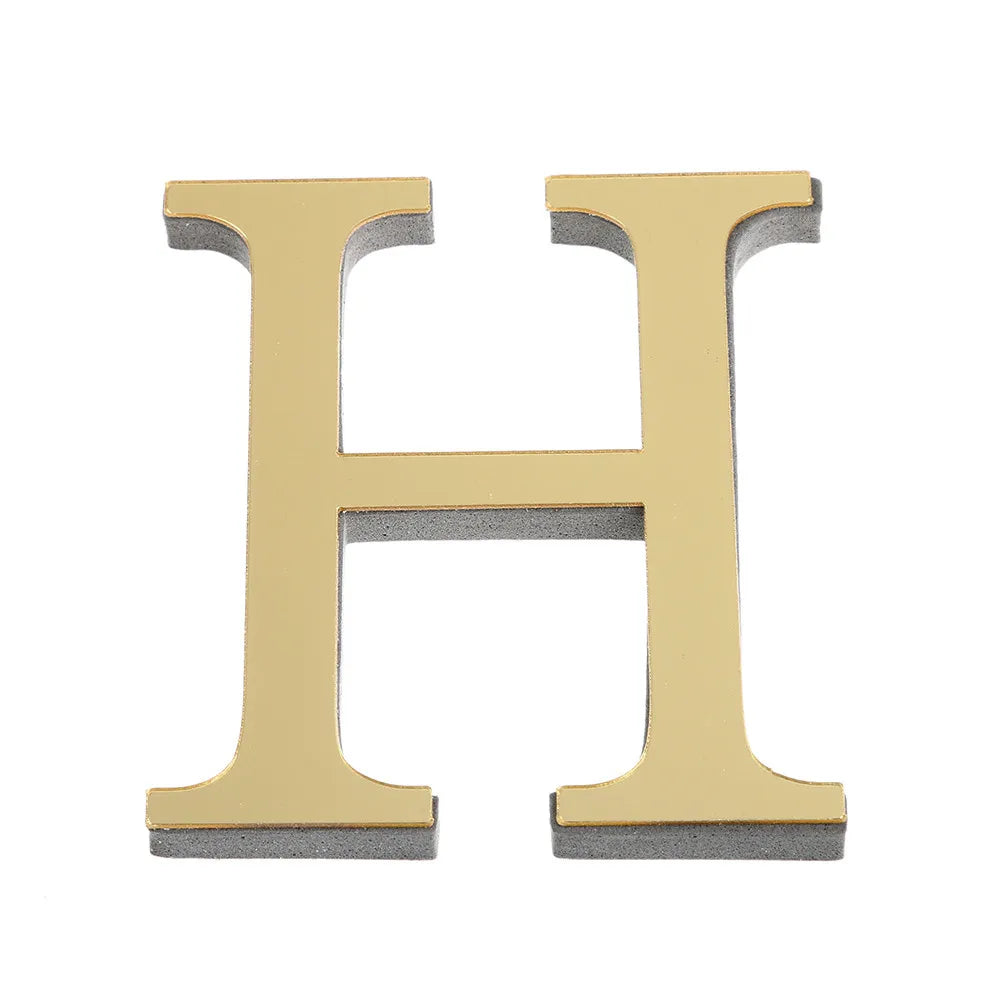 3D Mirror Acrylic Letter Wall Sticker | DIY Gold Alphabet Decal