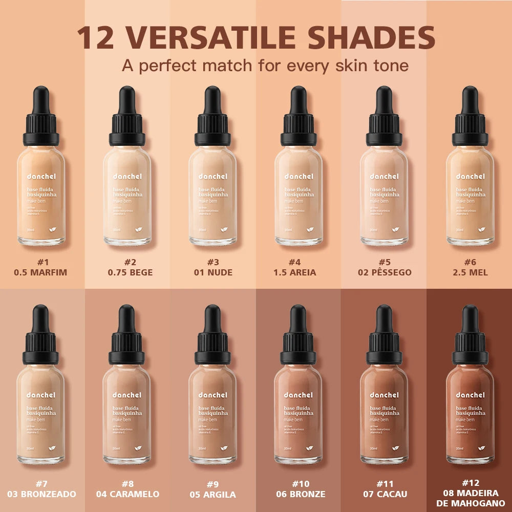 12 Colors Basic Lightweight Liquid Foundation Matte Soft Minimizes Pores Foundation Oil Control Long-Lasting Woman Makeup Oasis Select