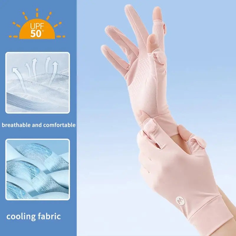 Ice Silk Gloves for Women 1 Pair Summer Sun Protection Lightweight UV Proof Gloves for Outdoor Sports and Travel Oasis Select