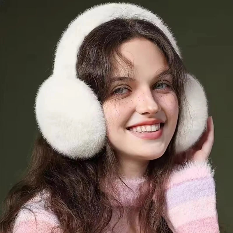 1/2/3/4pcs Solid Color Soft Plush Ear Warmer Winter Warm Earmuffs Fashion Ear Cover Outdoor Protection Ear-Muffs Folding Earflap Oasis Select