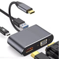 4 in 1 USB C Hub Docking Station Type C to 4K HDMI HDTV VGA USB 3.0 PD Fast Charge Splitter for MacBook Notebook Laptop Computer Oasis Select 4in1 USB C Hub