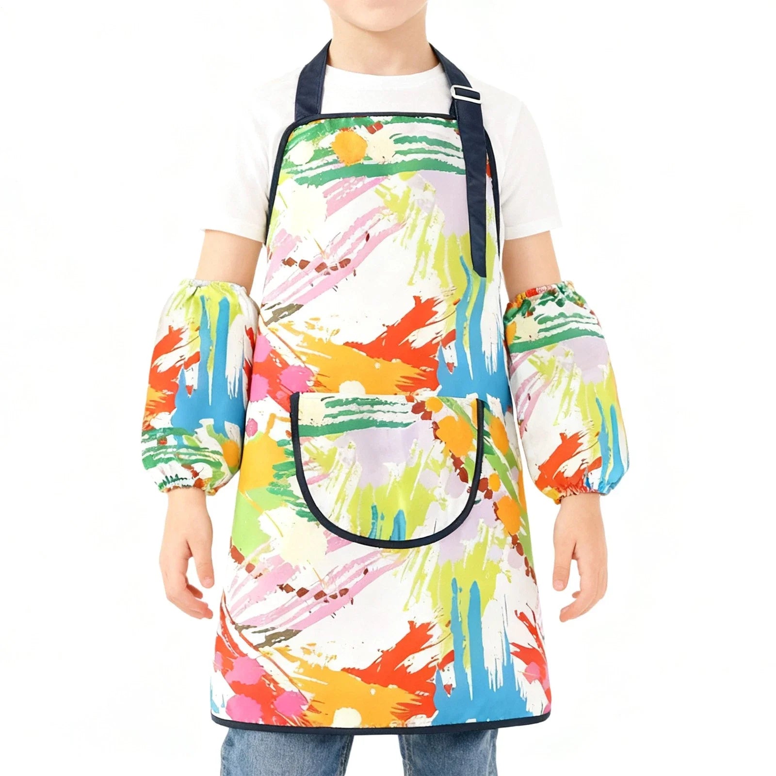 Children's Art Apron Multi-purpose Waterproof Painting Apron With 2 Sleeves And Pocket Suitable For Painting, Baking And DIY Oasis Select