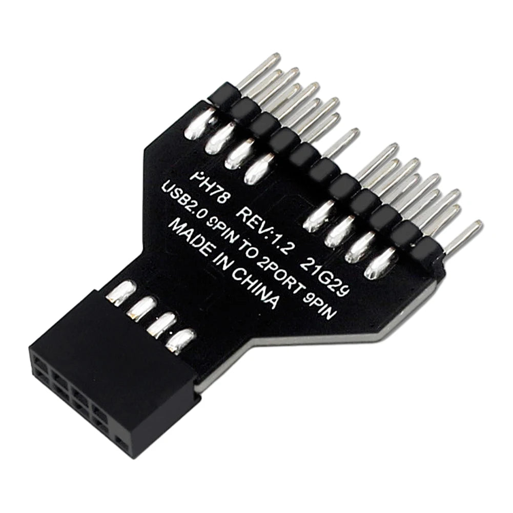 USB 2.0 9-Pin Header Splitter 1-to-2 with 19-Pin Adapter | VODOOL USB Header Adapter Oasis Select