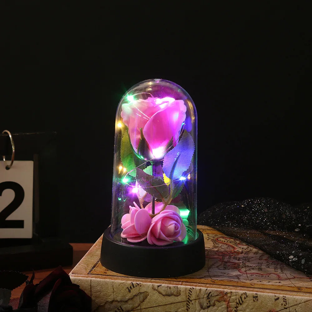 LED Rose Dome Ornament – Everlasting Artificial Flower Gift