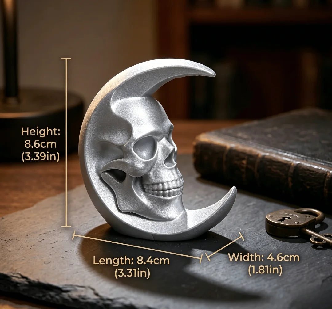Retro Crescent Moon Skull Figurine Gothic Style Desk Ornament Mystical Skull Moon Meditation Statue Home Office Altar Decor Gift Oasis Select Moon Skeleton2 8.6x8.4x3.3cm