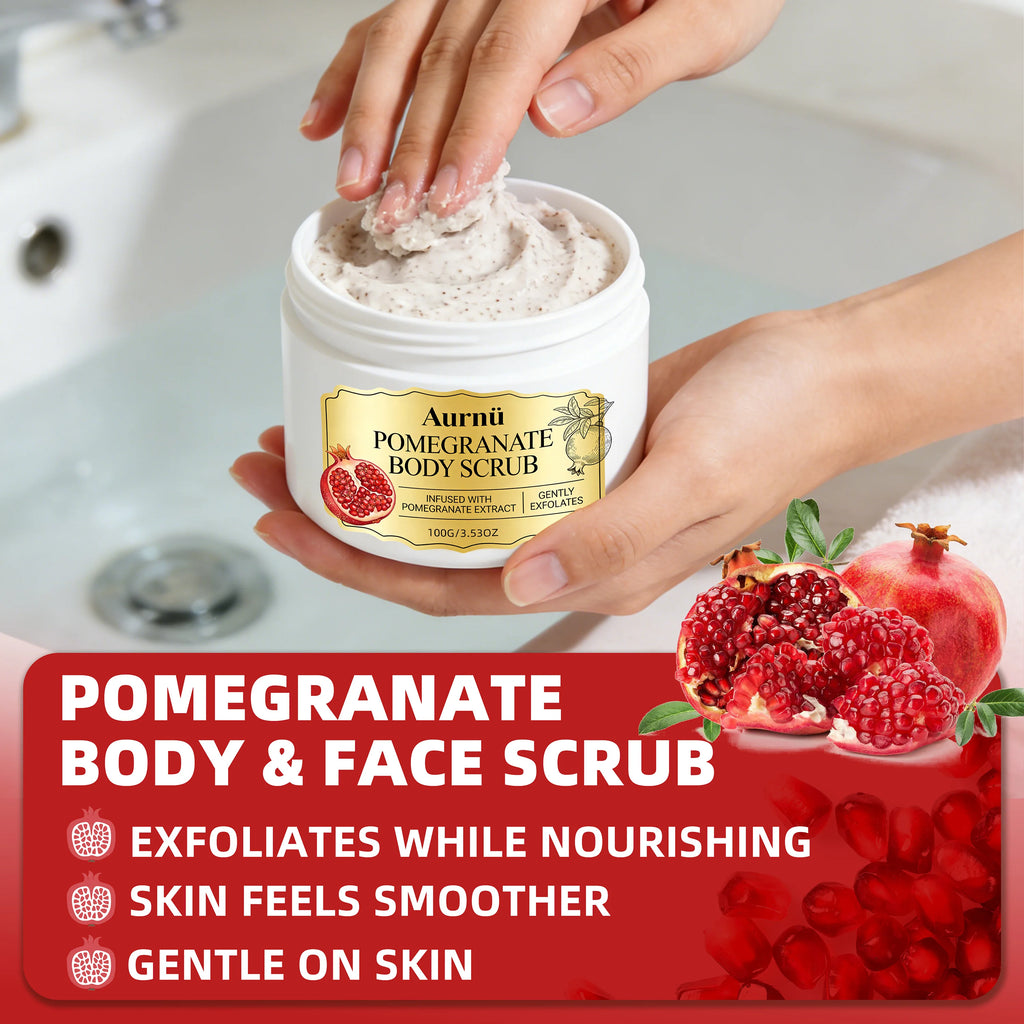 Aurnü Pomegranate Body Scrub – Hydrating & Gentle Exfoliant Body Scrub Cream Oasis Select