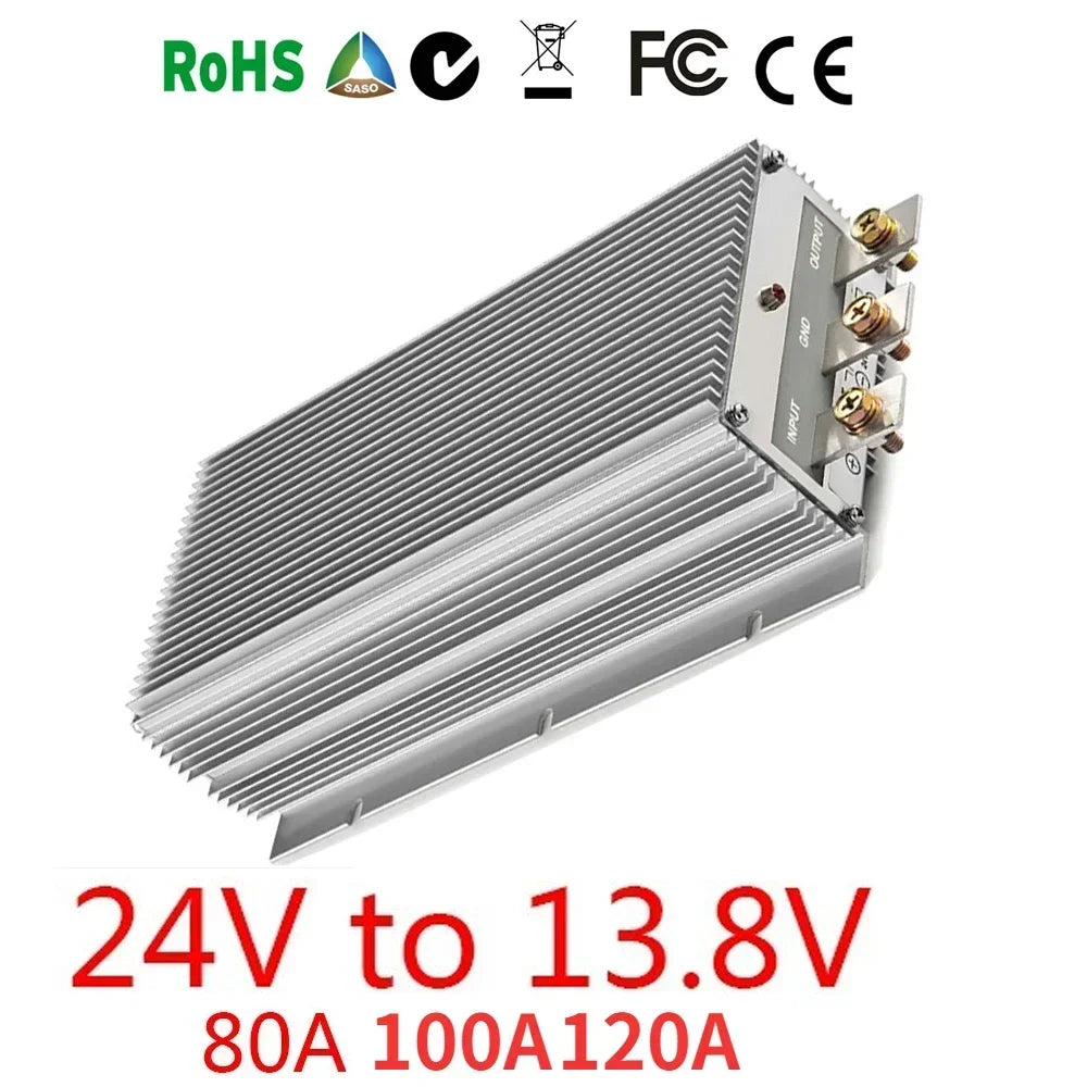 24V to 13.8V 80A 100A 120A DC 24V to DC 13.8V Step Down DC-DC Converter Buck Car Power Supply Car Boat Regulator 18-36V CE RoHS Oasis Select