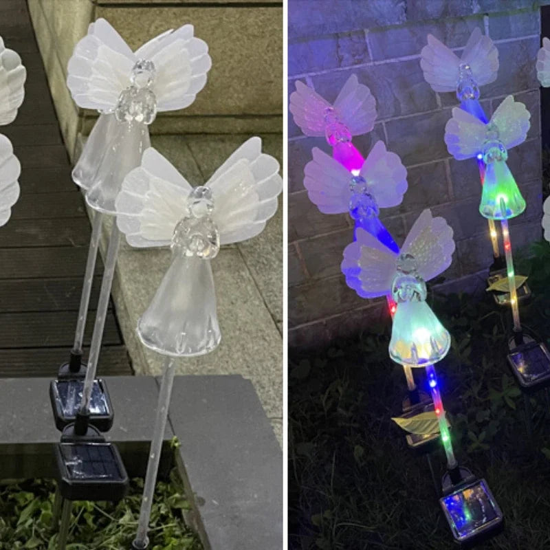 Led Solar Angel Light Outdoor Waterproof Villa Courtyard Simulation Festival Lighting Decoration Inserted Solar Lights Oasis Select