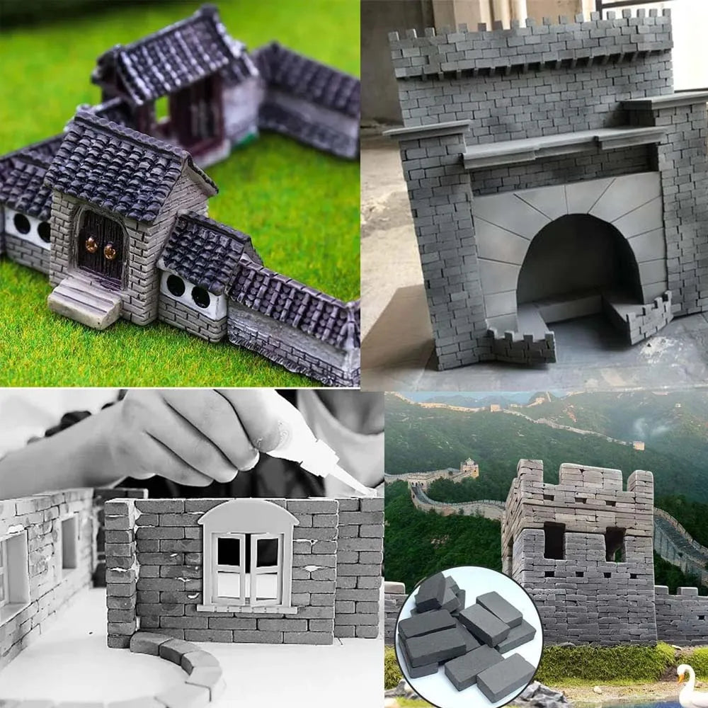 1:35 120pcs MiNi Miniature Gray Orange Bricks-Tiny, Realistic, Weathered Building Blocks for Dollhouses, Gardens, and DIY Models Oasis Select