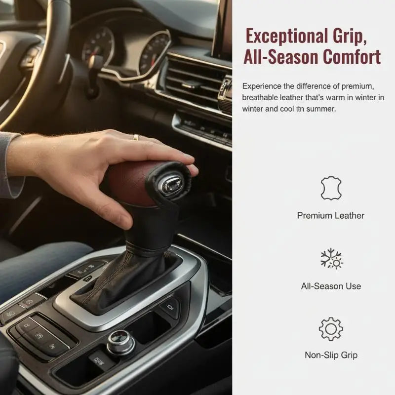 1Pcs PU Leather NonSlip DustProof Shifter Knob Protector Universal Car Gear Shift Cover Gear Lever Interior Decor Accessories Oasis Select