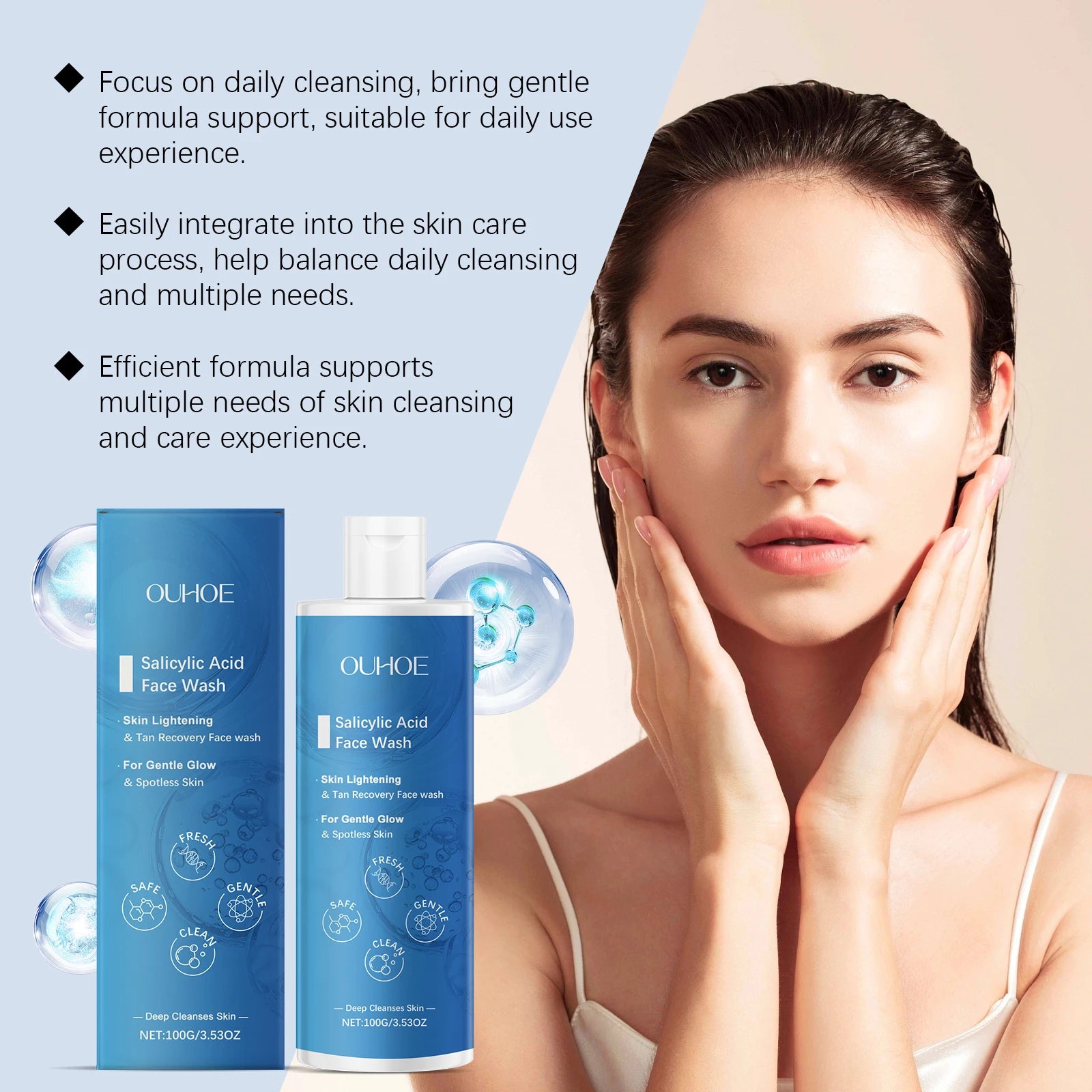 Salicylic Acid Facial Cleanser Acne Treatment Moisturizing Oil Control Skincare Face Wash Cleansing Pore Hydrating Skin Care Oasis Select