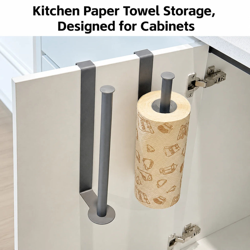 1 pc Punch-free Iron Kitchen Paper Towel Holder, Under-Cabinet Punch-Free Paper Towel Rack, Durable and Easy to Clean Oasis Select