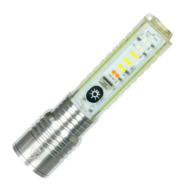 Super Bright LED Flashlight Strong Magnets 30W LED Wick Lighting White Red Blue Purple Side Light Zoomable Camping Lantern Oasis Select