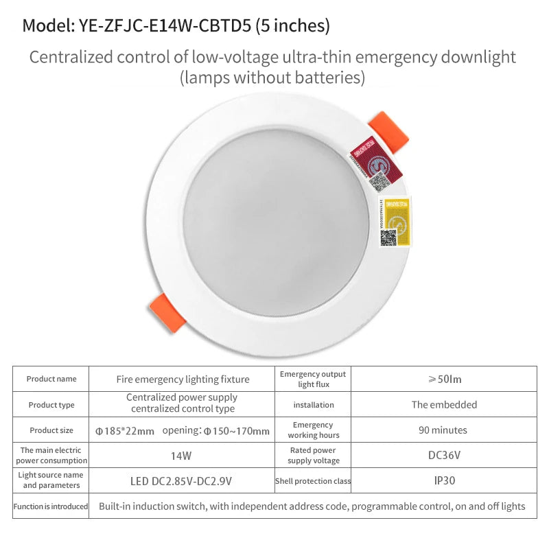 LED Emergency Recessed Downlight 4W/10W/14W | 90-Min Backup