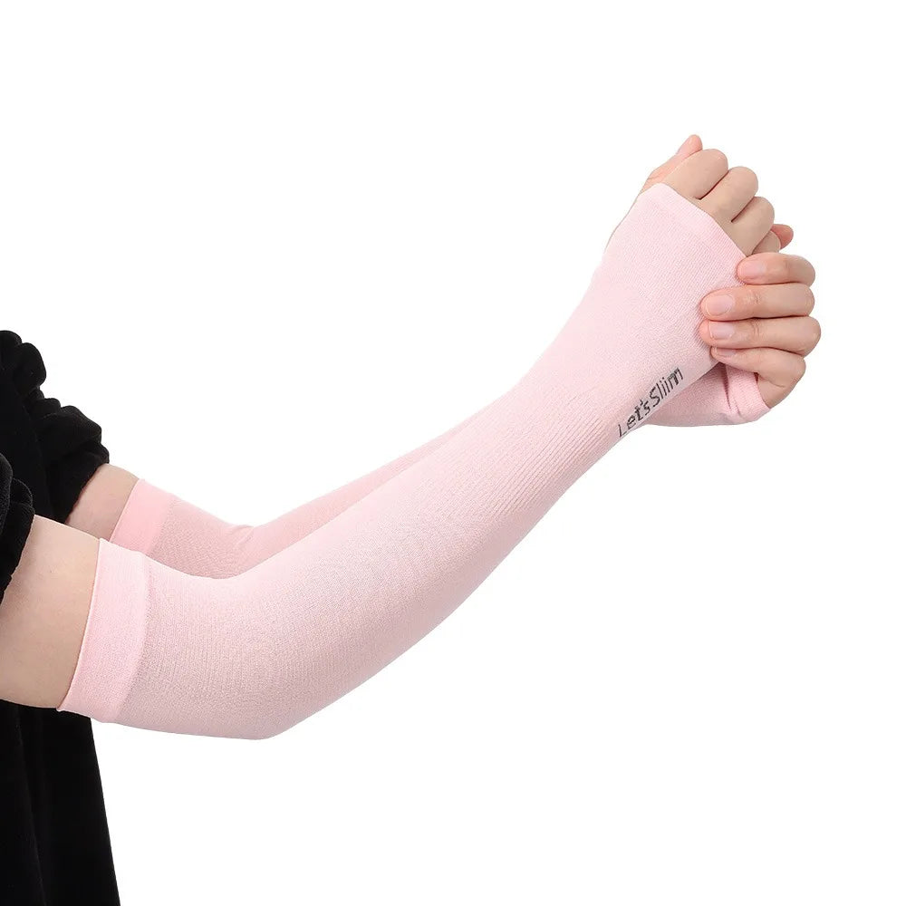 New Breathable Sun Protection Sleeves Summer Cooling Quick Drying Driving Sleeves Anti-UV Elastic Fishing Running Sleeves Oasis Select Pink-Exposed Finger