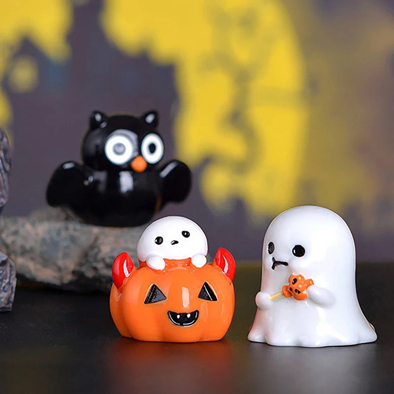 Halloween Micro Landscape Miniature Figurines Cute Pumpkin Ghost Vampire Decoration Resin Craft Mini Fairy Garden Ornaments Oasis Select