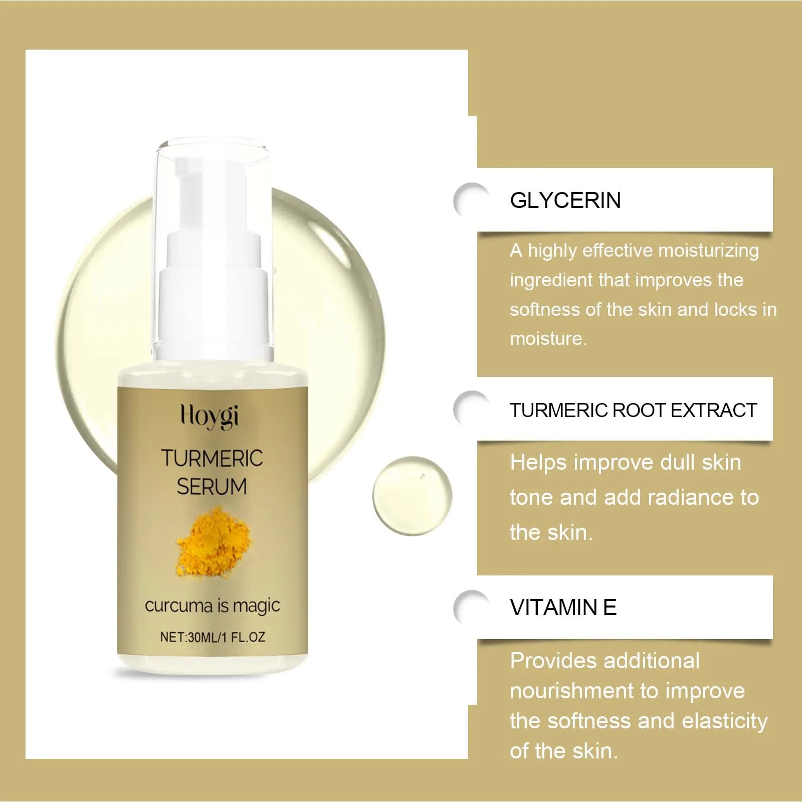 Hoygi Turmeric Face Serum – Brightening & Dark Spot Corrector Face Brightening Serum Oasis Select