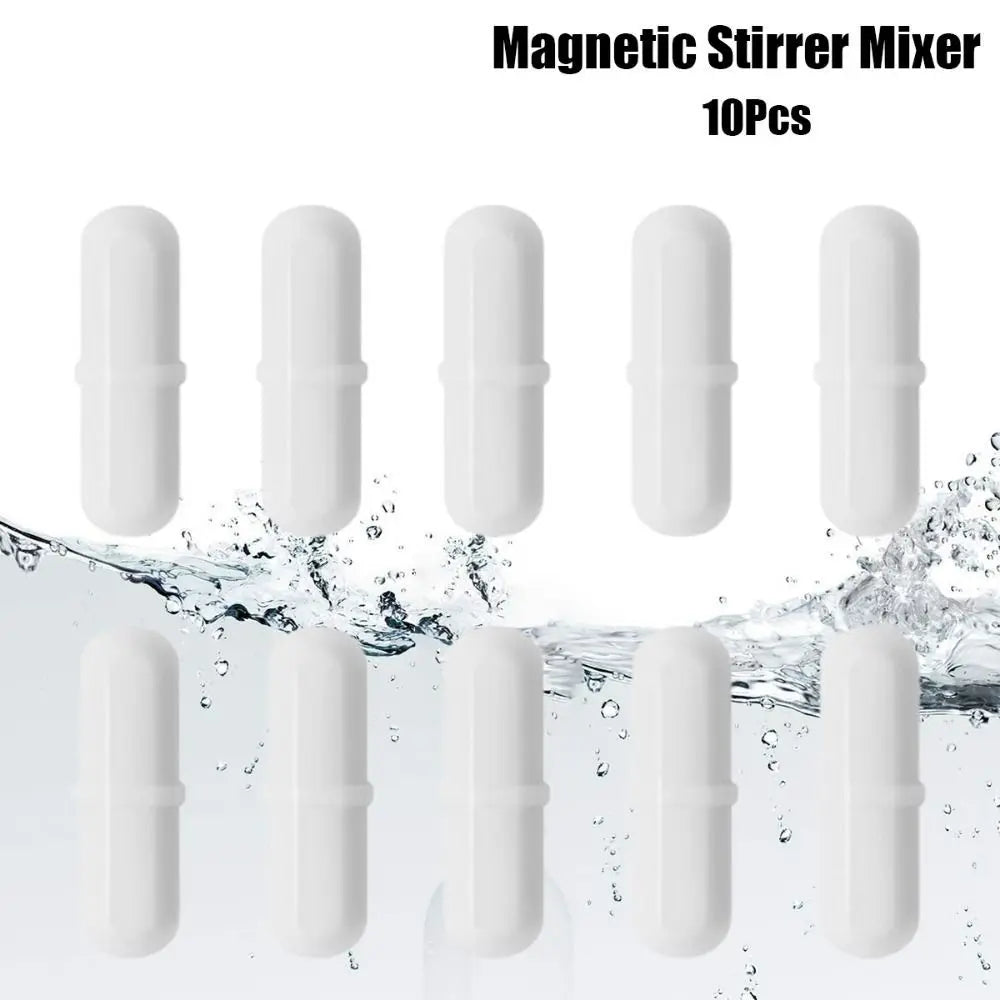 10Pcs PTFE Magnetic Stirrer Mixer White 6-15mm Magnetic Stir Bars Multi Size Easy To Clean Laboratory Stir Rod Lab Supplies Oasis Select