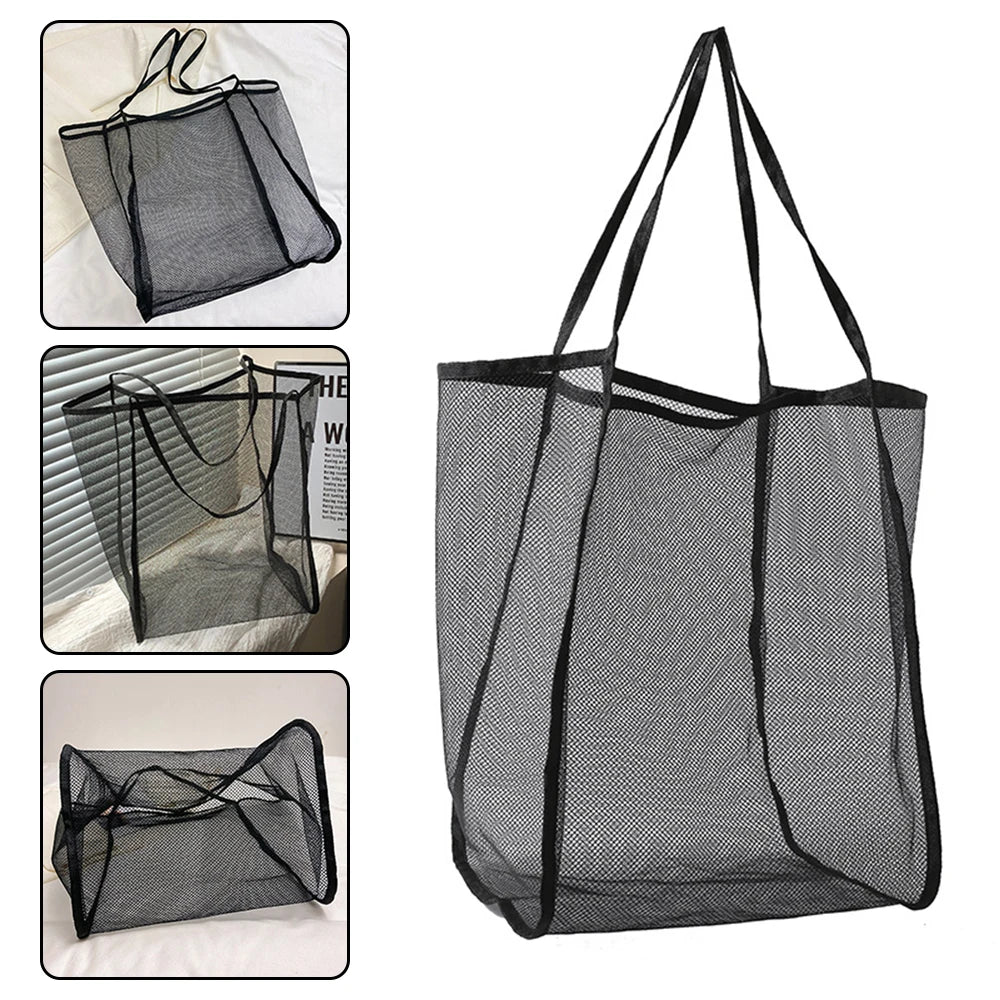 Transparent Mesh Beach Bag – Lightweight Large Capacity Tote
