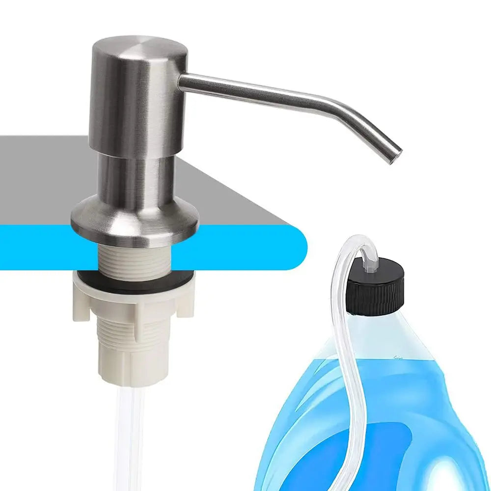 Stainless Steel Soap Dispenser Bathroom Kitchen Sink Mounted No-spill Water Pump Dishwashing Liquid Lotion Dispenser Oasis Select