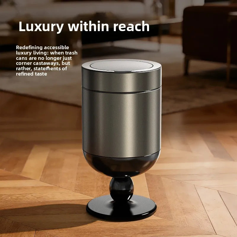 Bedroom large-capacity stainless steel trash can household 2026 new light luxury high-end living room retro with cover removable Oasis Select