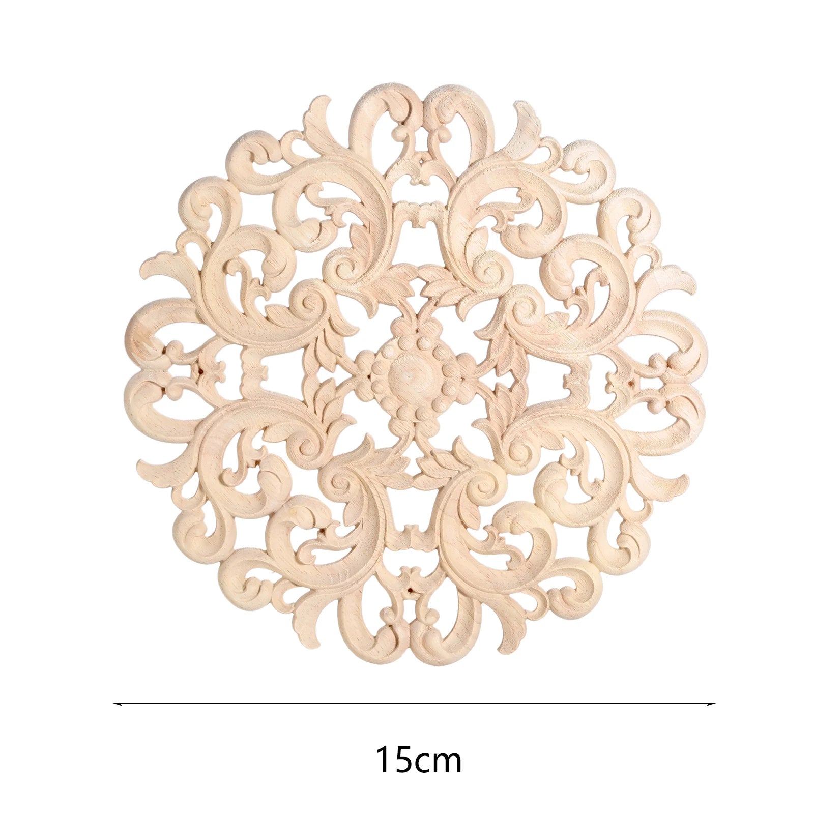 1 pc unpainted round flower carved natural wood decal retro furniture decorative accessories for door cabinets cupboards Oasis Select