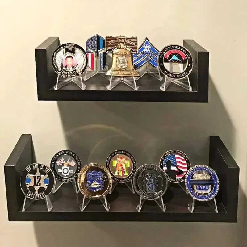 1-20pcs Clear Acrylic Coin Display Stand Holders Easel Card Commemorative Challenge Capsule Medal Support Racks Oasis Select