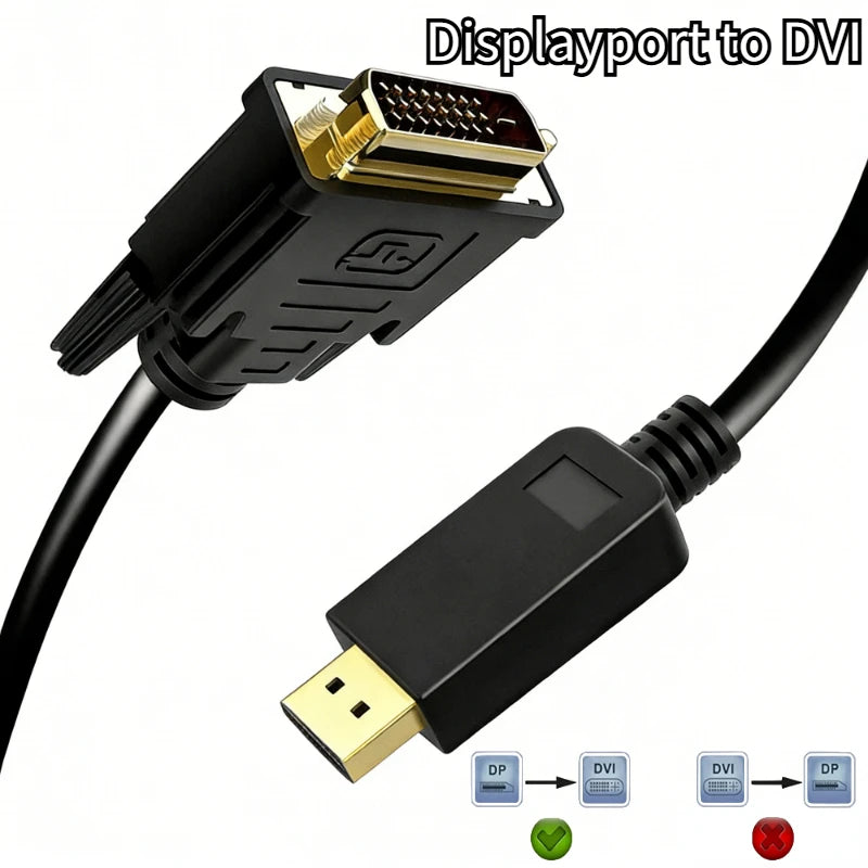 1080P HD DP to DVI Adapter DisplayPort Display Port to DVI Cable Adapter Converter Male to Female for Monitor ProjectorDisplays Oasis Select 1.8m
