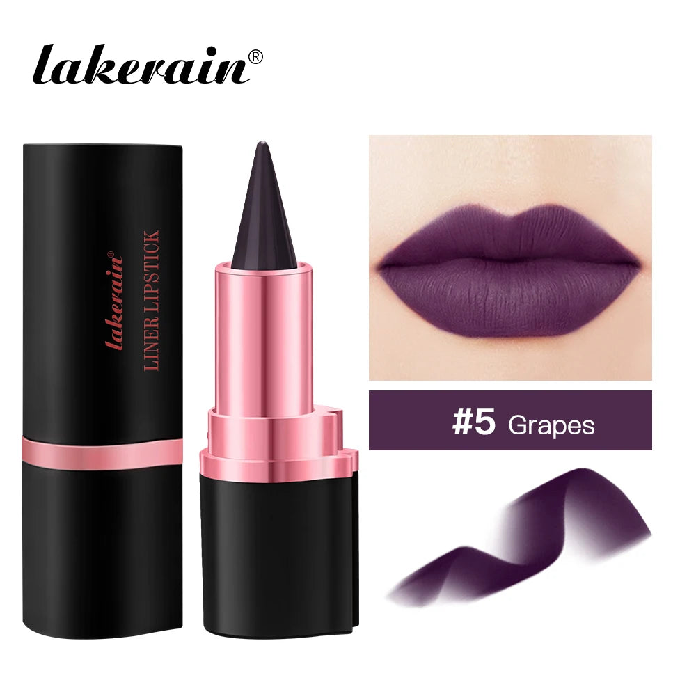 2In1 Matte Liner Lipstick Pen Gradient Lip Liner Red Brown Lipsticks Pencil Lasting Waterproof Lip Stick Sexy Women Lip Cosmetic Oasis Select 05 grapes