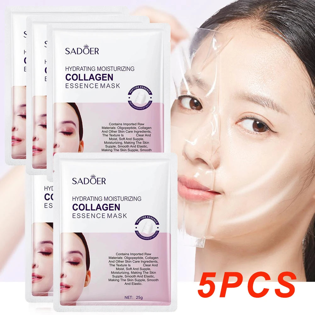 5-Pack Hyaluronic Acid Collagen Hydrating Sheet Face Masks