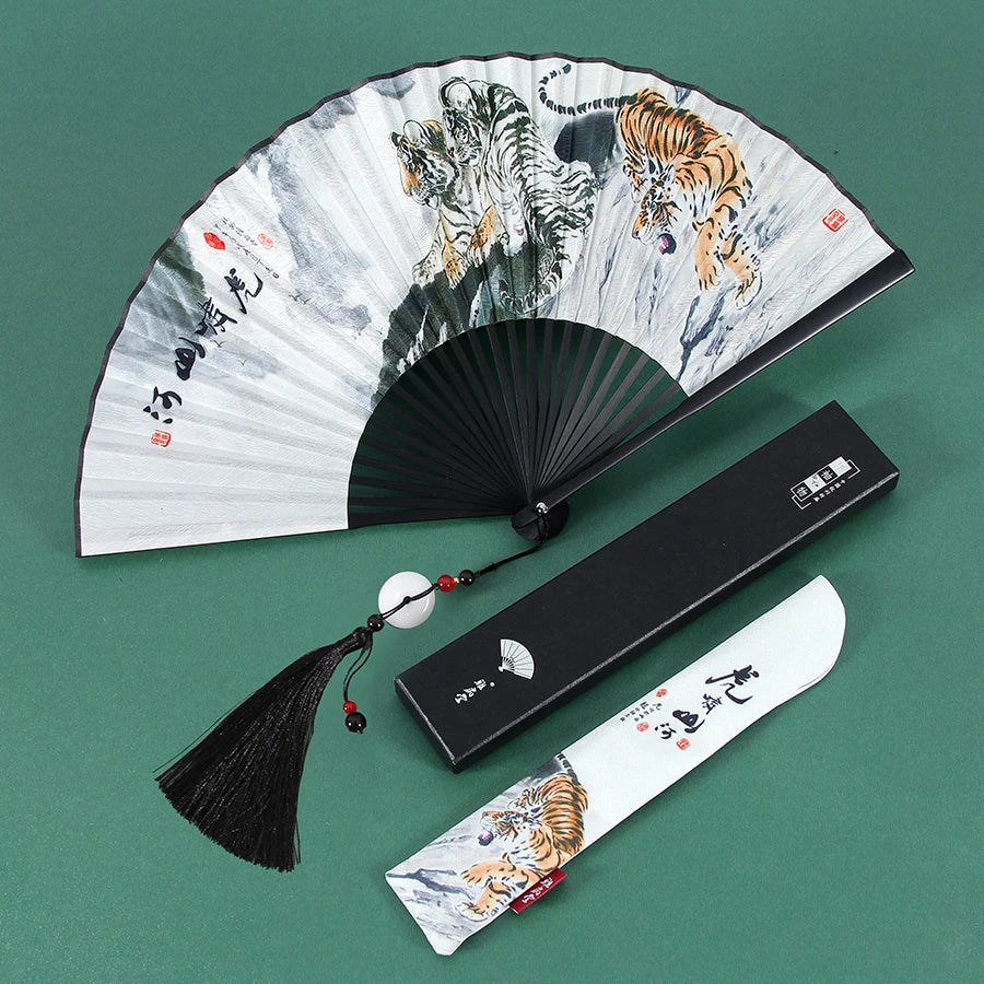Ancient Folding Fan Black Dragon Fan Chinese Style Summer Hanfu Folding Fan Oasis Select 11 8 inches