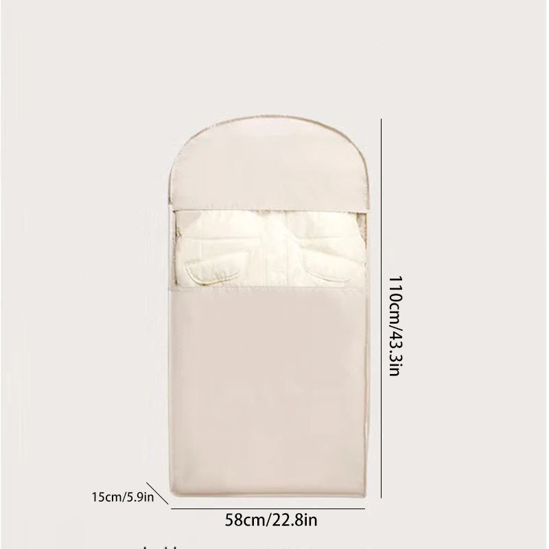 Compression Clothes Storage Bag with Hanging,Space Saving Vacant Seal Bag for Down Jacket,Winter Coat,Visible Organizer for Home Oasis Select Beige-M