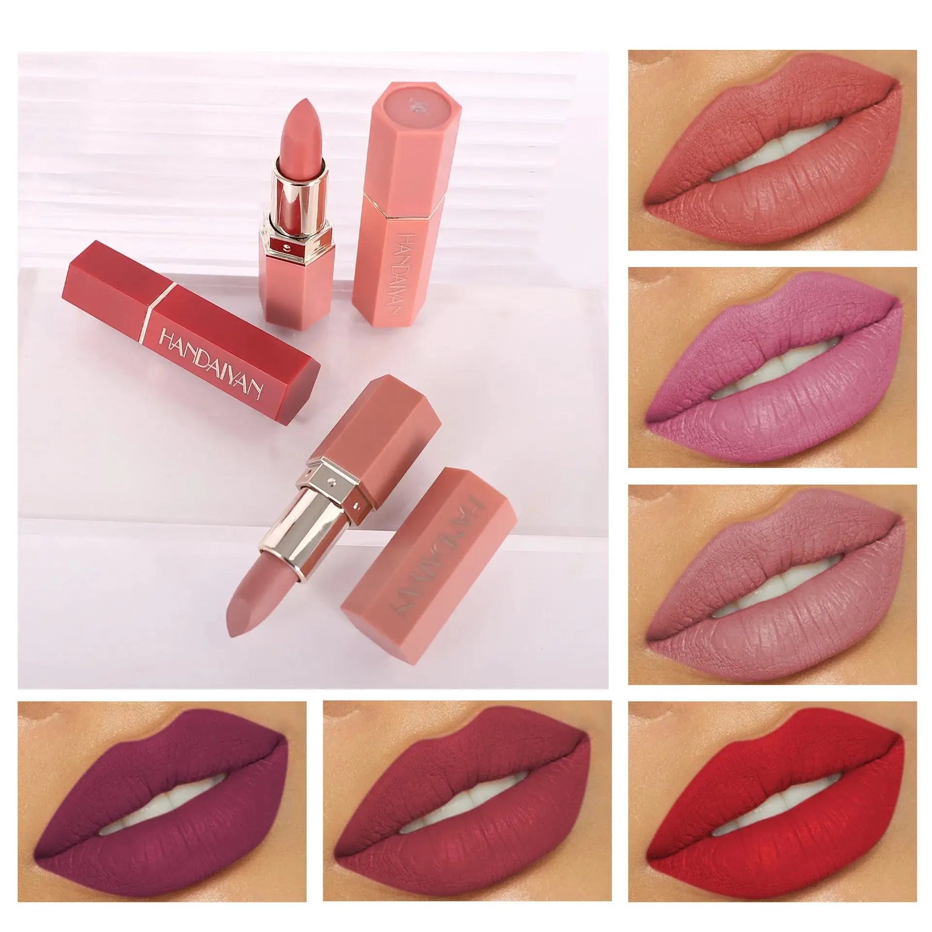 HANDAIYAN Matte Lipstick – 6 Shades, Long-Lasting & Moisturizing