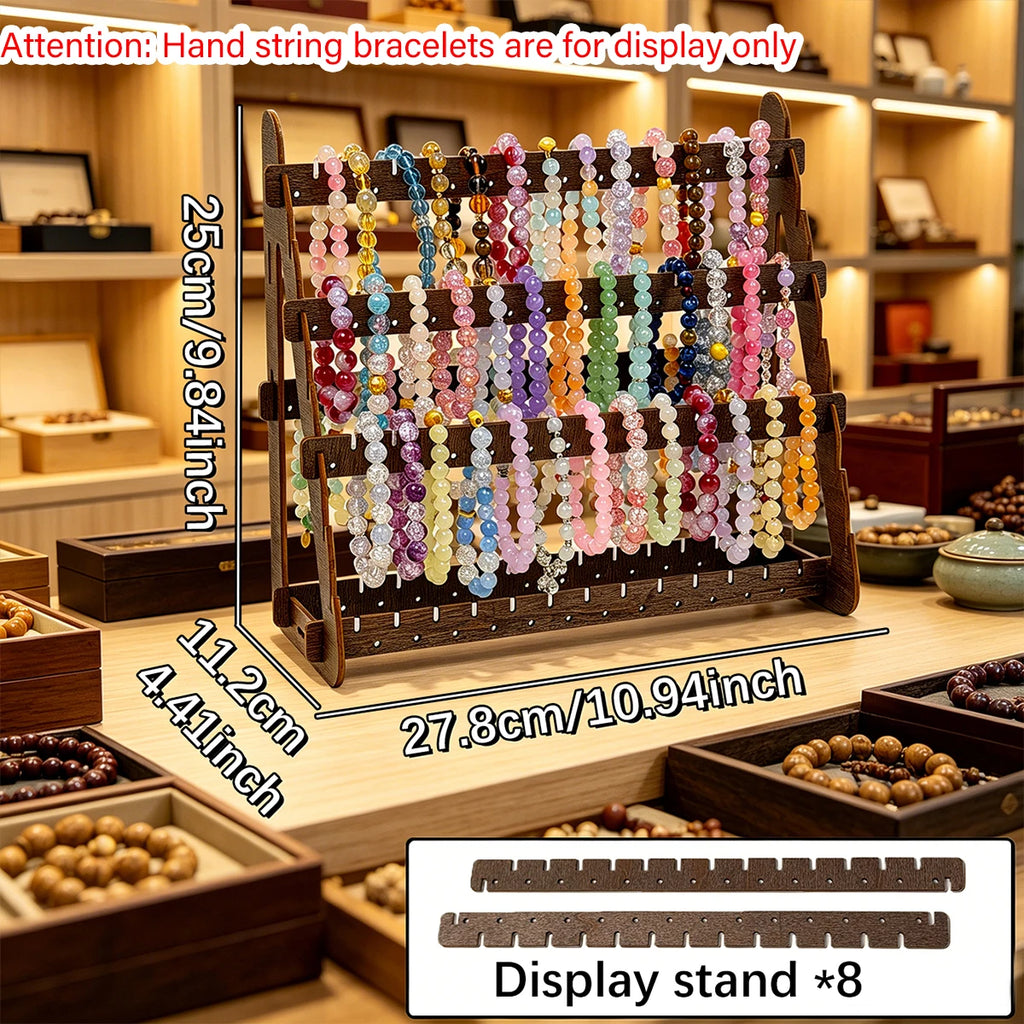 1pc wooden dark brown multi-layer detachable adjustable bracelet display rack suitable earring earring necklace storage rack Oasis Select dark brown