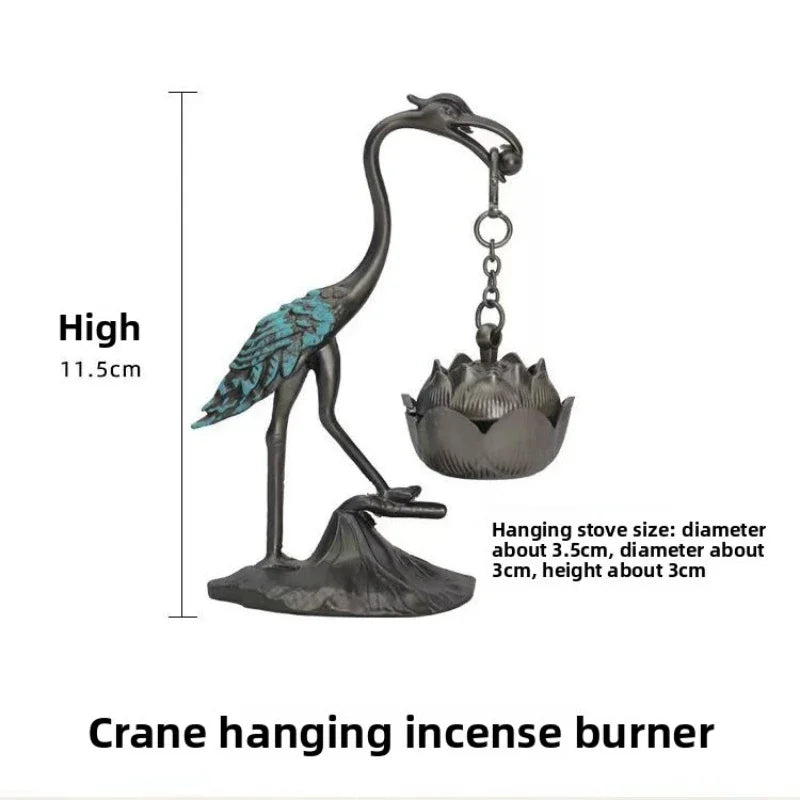 Crane Incense Burner and 5 Tubes Natural Disk Incense Set,Includes 5 Scents Agarwood & Goose Pear Tent & Sandalwood & Ambergris Oasis Select