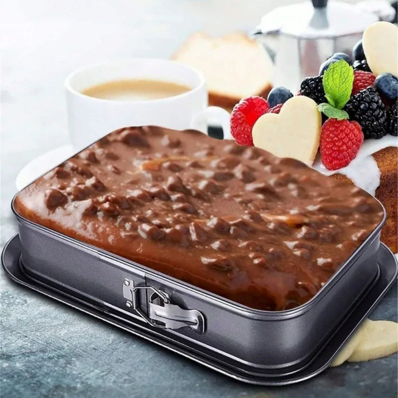 Leak-Proof Rectangular Cake Pan 11.03in, Non-Stick, Removable Bottom for Cheesecakes & Desserts, Oven & Dishwasher Safe Oasis Select